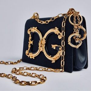 Dolce & Gabbana Black Crossbody Bag with Gold Chain